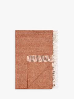 John Lewis Herringbone Shetland Lambswool Throw, Orange
