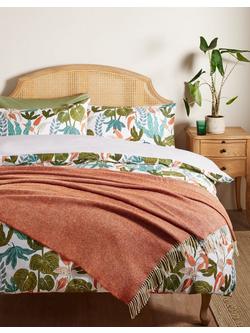 John Lewis Herringbone Shetland Lambswool Throw - view 2, Burnt Orange