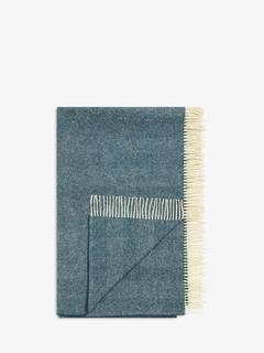 John Lewis Herringbone Shetland Lambswool Throw, Teal