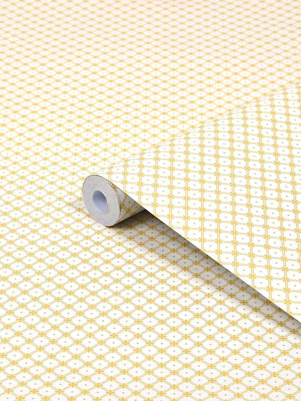Laura Ashley Wickerwork Wallpaper - view 2, Pale Ochre Yellow