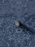Laura Ashley Silchester Wallpaper, Midnight Sea Blue