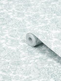 Laura Ashley Louise Wallpaper, Duck Egg Blue - view 2, Duck Egg Blue