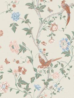 Laura Ashley Summer Palace Wallpaper, Sage/Apricot, Sage/Apricot