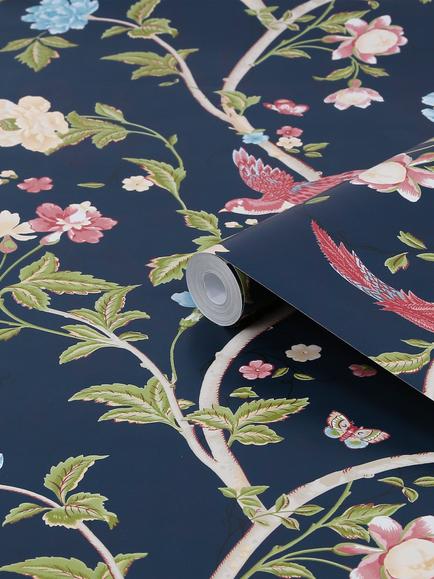 Laura Ashley Summer Palace Wallpaper, Midnight Blue - view 2, Midnight Blue