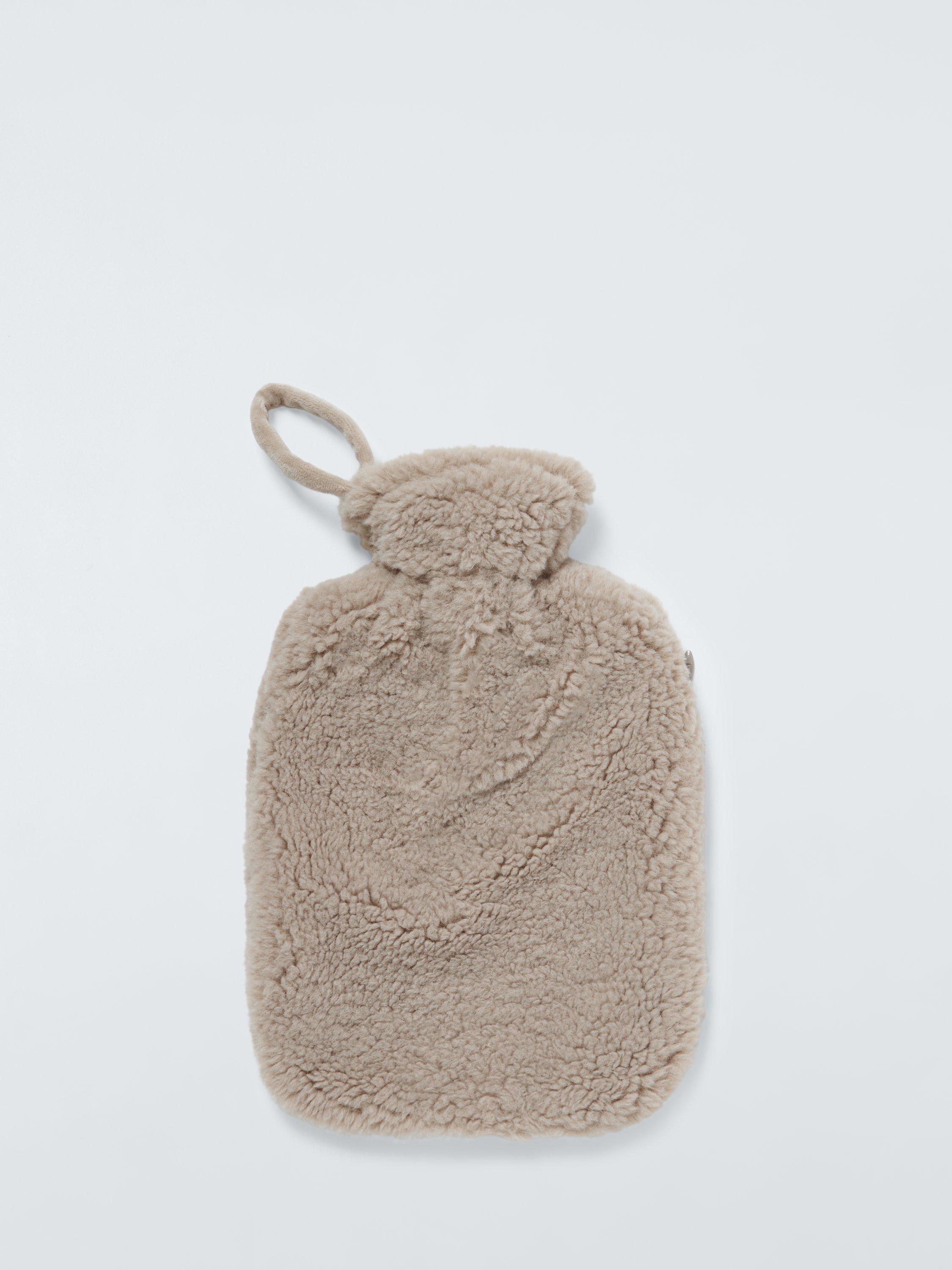 John Lewis Teddy Fleece Hot Water Bottle, Latte