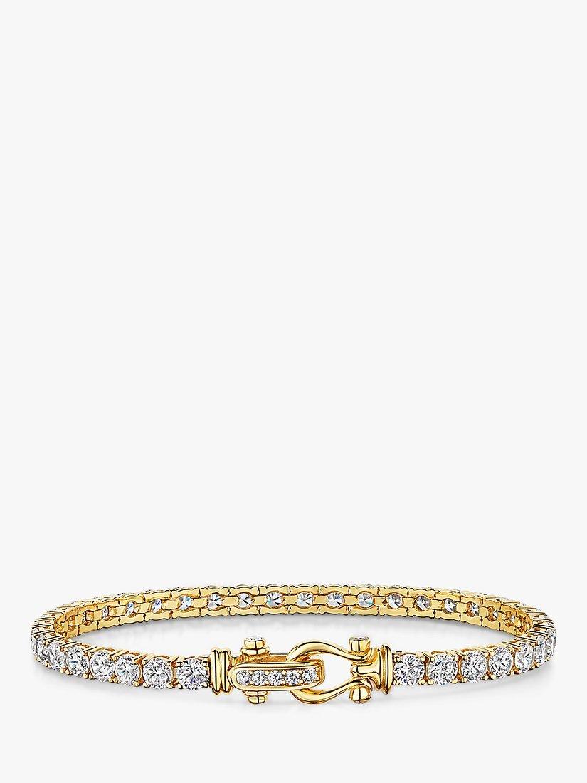 Product image 1 of 5, which shows Jools by Jenny Brown 37 Stone Cubic Zirconia Tennis Bracelet, Gold