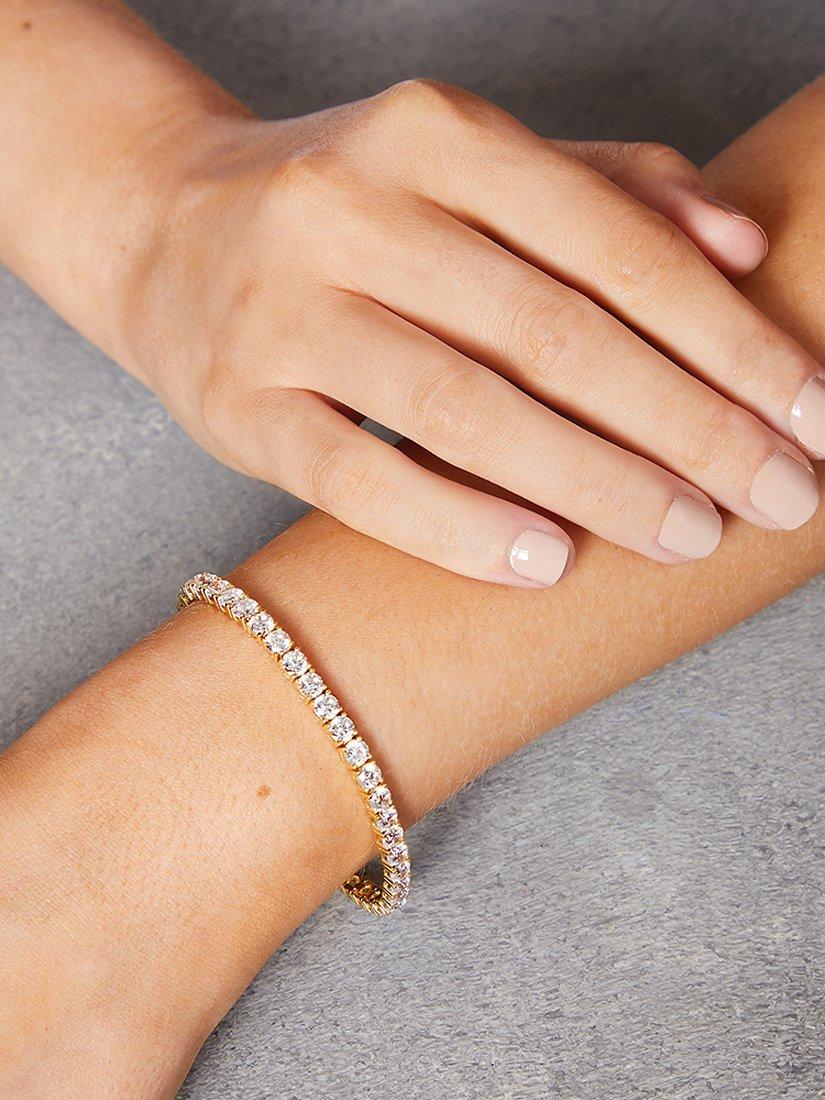 Product image 3 of 5, which shows Jools by Jenny Brown 37 Stone Cubic Zirconia Tennis Bracelet, Gold