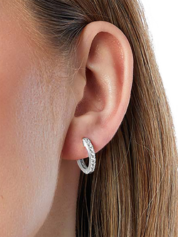 Jools by Jenny Brown Cubic Zirconia Huggie Hoop Earrings - view 2, Silver