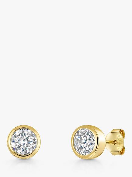 Jools by Jenny Brown Cubic Zirconia Rubover Stud Earrings, Gold