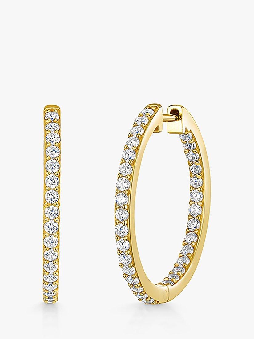 Product image 1 of 2, which shows Jools by Jenny Brown 26mm Small Cubic Zirconia Hoop Earrings, Gold