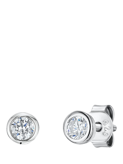Jools by Jenny Brown 3mm Cubic Zirconia Rubover Stud Earrings, Silver