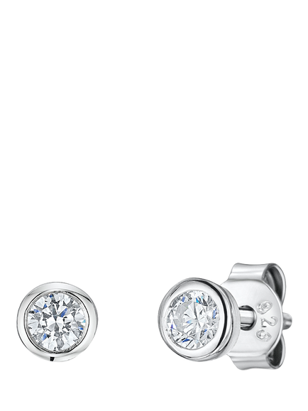 Jools by Jenny Brown 3mm Cubic Zirconia Rubover Stud Earrings, Silver