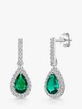 Jools by Jenny Brown Cubic Zirconia Halo Drop Earrings, Silver/Green