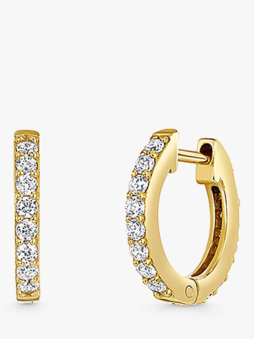 Product image 1 of 4, which shows Jools by Jenny Brown Cubic Zirconia Huggie Hoop Earrings, Gold