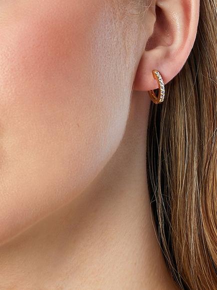 Jools by Jenny Brown Cubic Zirconia Huggie Hoop Earrings - view 2, Gold