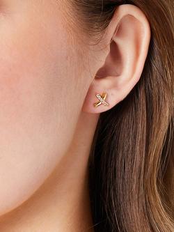 Jools by Jenny Brown Cubic Zirconia Cross Stud Earrings - view 2, Gold