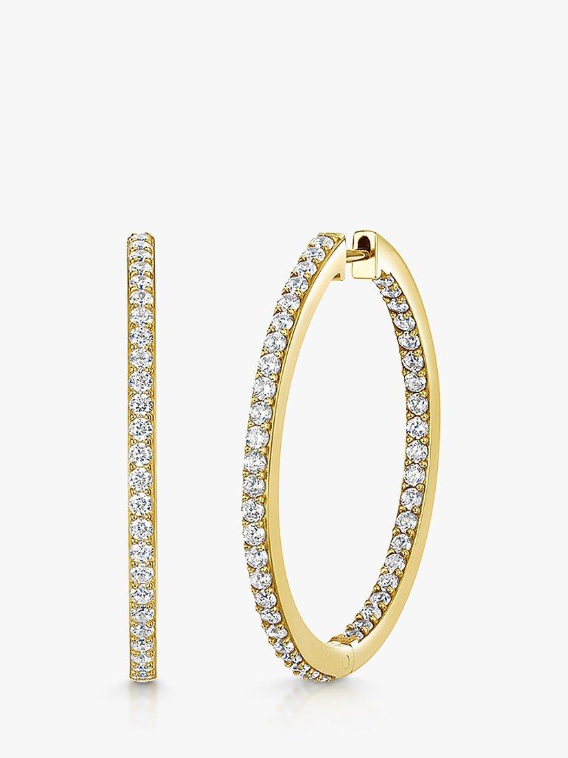 Product image 1 of 3, which shows Jools by Jenny Brown 35mm Cubic Zirconia Hoop Earrings, Gold