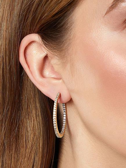 Jools by Jenny Brown 35mm Cubic Zirconia Hoop Earrings - view 2, Gold