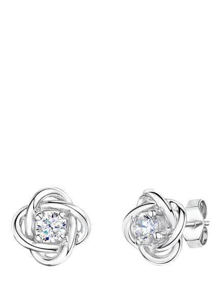 Jools by Jenny Brown Cubic Zirconia Woven Knot Stud Earrings, Silver
