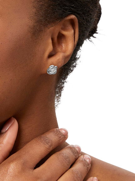 Jools by Jenny Brown Cubic Zirconia Woven Knot Stud Earrings - view 2, Silver