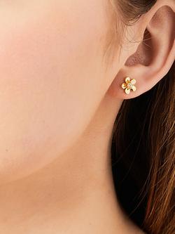 Jools by Jenny Brown Cubic Zirconia Flower Stud Earrings, Gold - view 2, Gold