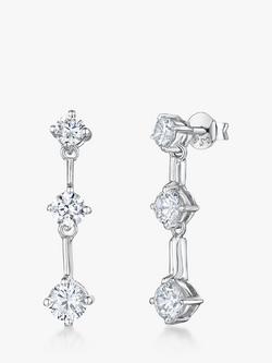 Jools by Jenny Brown Three Stone Cubic Zirconia Drop Earrings, Silver
