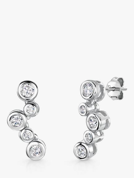 Jools by Jenny Brown Cubic Zirconia Bubble Drop Earrings, Silver