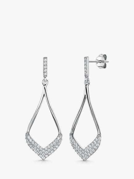 Jools by Jenny Brown Open Teardrop Cubic Zirconia Drop Earrings, Silver, Silver