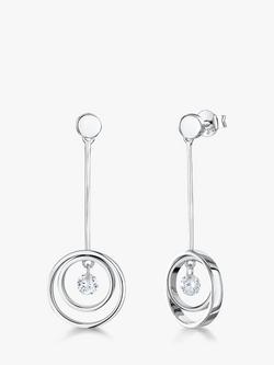 Jools by Jenny Brown Open Circle Cubic Zirconia Drop Earrings, Silver, Silver