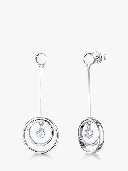 Jools by Jenny Brown Open Circle Cubic Zirconia Drop Earrings, Silver, Silver