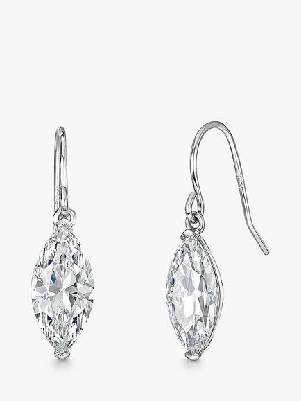 Jools by Jenny Brown Marquise Cubic Zirconia Drop Earrings, Silver, Silver