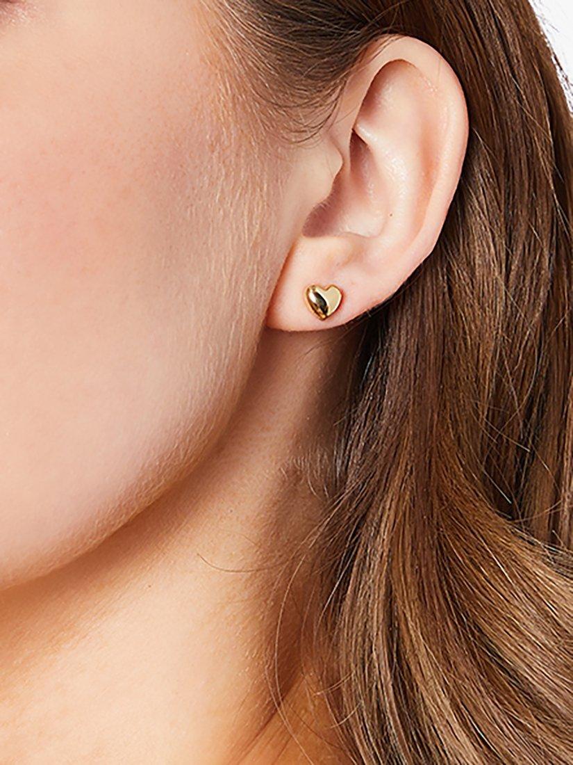 Product image 2 of 4, which shows Jools by Jenny Brown Polished Heart Stud Earrings, Gold