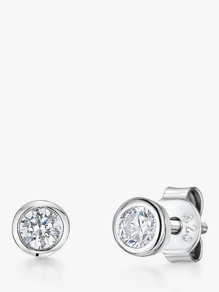 Jools by Jenny Brown 5mm Cubic Zirconia Rubover Stud Earrings, Gold, Silver