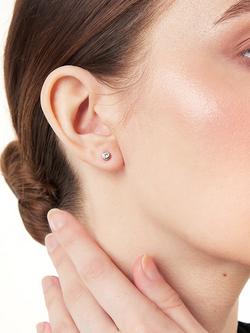 Jools by Jenny Brown 5mm Cubic Zirconia Rubover Stud Earrings, Gold - view 2, Silver