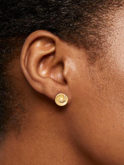 Jools by Jenny Brown Cubic Zirconia Swirl Satin Finish Stud Earrings - view 2, Gold