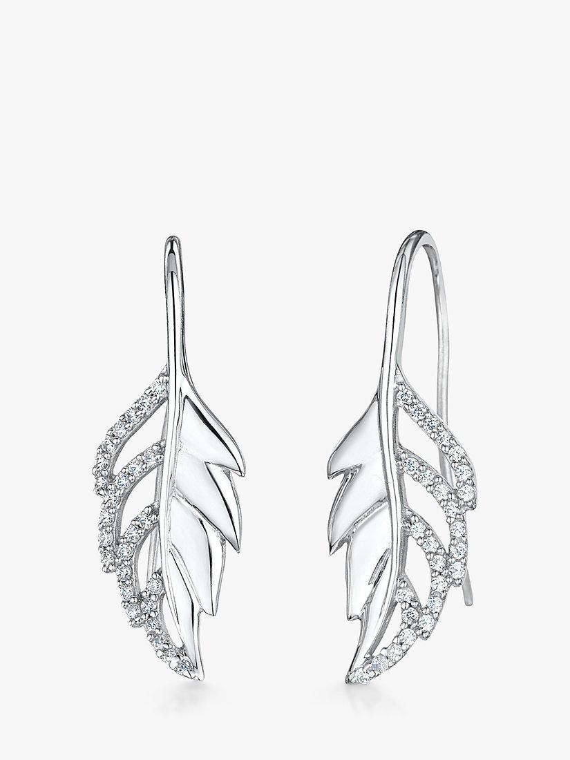 Product image 1 of 2, which shows Jools by Jenny Brown Cubic Zirconia Leaf Drop Earrings, Silver