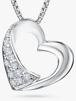 Jools by Jenny Brown Cubic Zirconia Open Heart Pendant Necklace, Silver, Silver