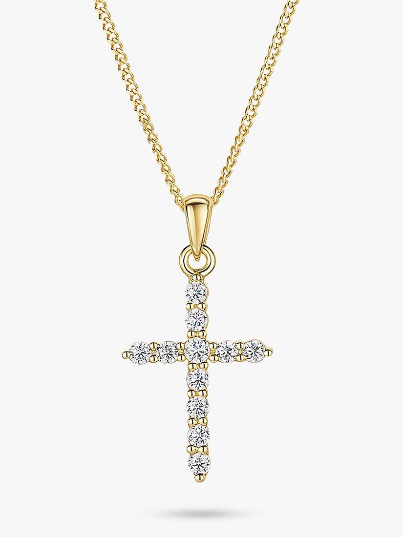 Product image 1 of 3, which shows Jools by Jenny Brown Cubic Zirconia Cross Necklace, Gold