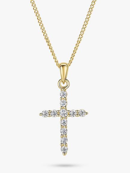 Jools by Jenny Brown Cubic Zirconia Cross Necklace, Gold