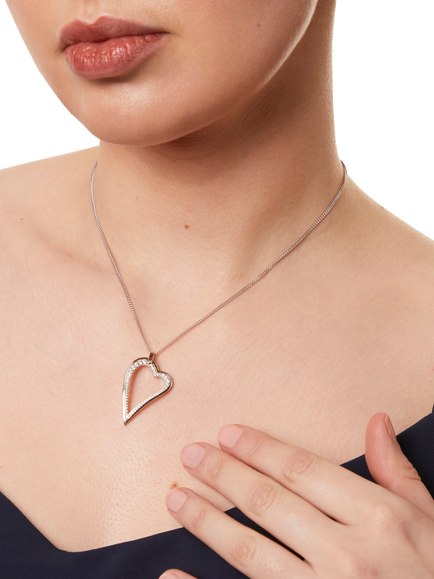 Jools by Jenny Brown Small Cubic Zirconia Dali Heart Pendant Necklace - view 2, Silver