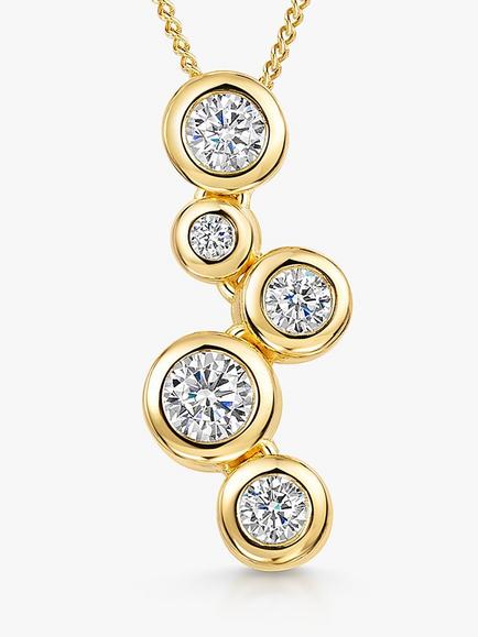 Jools by Jenny Brown 5 Cubic Zirconia Bubble Pendant Necklace, Gold