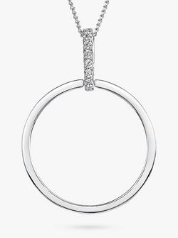 Jools by Jenny Brown Open Circle Cubic Zirconia Bale Necklace, Silver, Silver