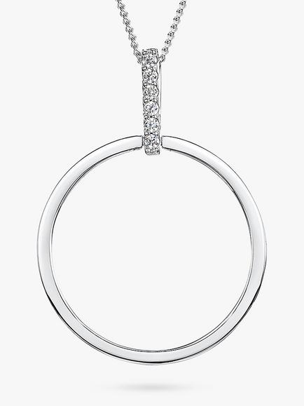 Jools by Jenny Brown Open Circle Cubic Zirconia Bale Necklace, Silver, Silver