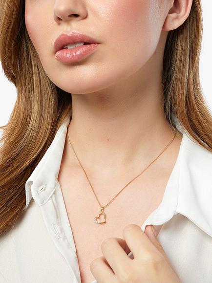 Jools by Jenny Brown Cubic Zirconia Hanging Heart Necklace - view 2, Gold