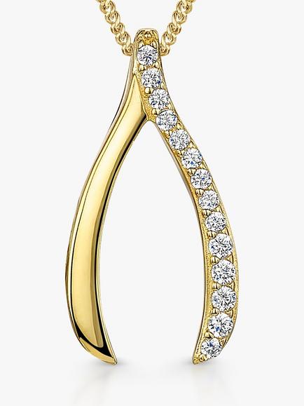 Jools by Jenny Brown Cubic Zirconia Wishbone Necklace, Gold