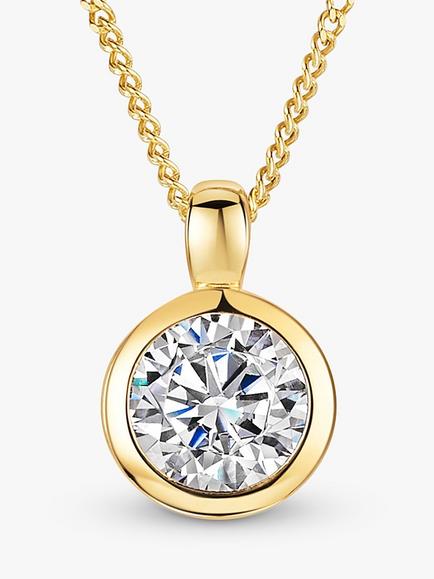 Jools by Jenny Brown 6mm Cubic Zirconia Rubover Pendant Necklace, Gold