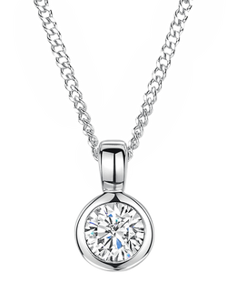 Jools by Jenny Brown 4mm Cubic Zirconia Rubover Pendant Necklace, Silver