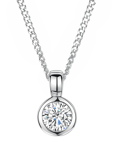 Jools by Jenny Brown 4mm Cubic Zirconia Rubover Pendant Necklace, Silver