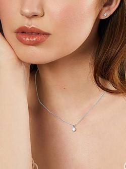 Jools by Jenny Brown 4mm Cubic Zirconia Rubover Pendant Necklace - view 2, Silver