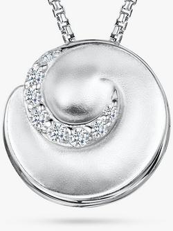 Jools by Jenny Brown Cubic Zirconia Satin Swirl Pendant Necklace, Silver